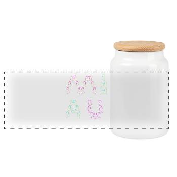 80er 90er Retro Miau Katzen Katze - Panorama Keksdose mit Holzdeckel - Weiß - Vorne