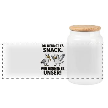 You call it a snack. We call it ours! - Panoramic Cookie Jar with Wooden Lid - white - Front