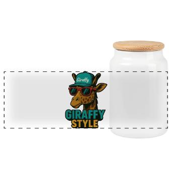 Girafe style girafe avec casquette - Boîte à biscuits avec couvercle en bois - blanc - Devant