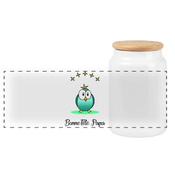 HAPPY FATHER'S DAY. DAD. FATHER'S DAY. FATHER - Panoramic Cookie Jar with Wooden Lid - white - Front