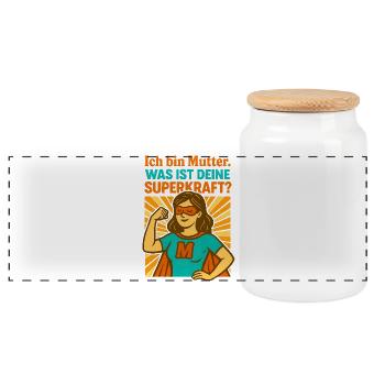 Super maman - Boîte à biscuits avec couvercle en bois - blanc - Devant