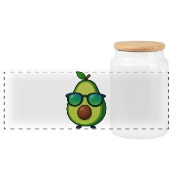 Cool minimaliste avocat design été - Boîte à biscuits avec couvercle en bois - blanc - Devant