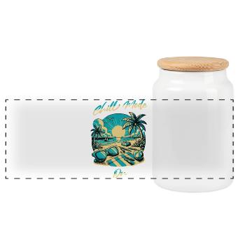 Beach Sun Chill Fashion Design - Panoramic Cookie Jar with Wooden Lid - white - Front