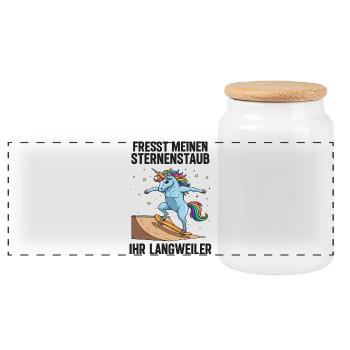 Planche à roulettes Licorne - Boîte à biscuits avec couvercle en bois - blanc - Devant