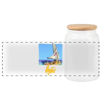 Aegean Sea - Panoramic Cookie Jar with Wooden Lid - white - Front