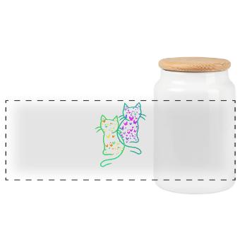 des années 80 Rétro Chats Chat Teen Papillons Enfant - Boîte à biscuits avec couvercle en bois - blanc - Devant