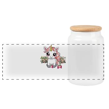 fraises licorne licornes adolescente enfant - Boîte à biscuits avec couvercle en bois - blanc - Devant