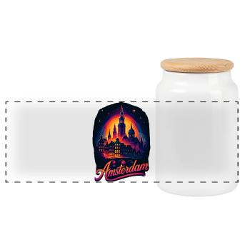Amsterdam Capitale Pays-Bas Pays-Bas Cadeau - Boîte à biscuits avec couvercle en bois - blanc - Devant
