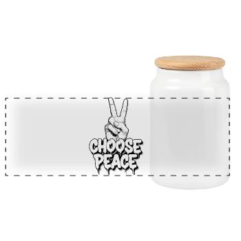 Choose Peace Graffiti - Panoramic Cookie Jar with Wooden Lid - white - Front