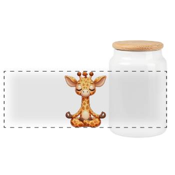 Giraffe Yoga Entspannen Relax Chill Meditation - Panorama Keksdose mit Holzdeckel - Weiß - Vorne