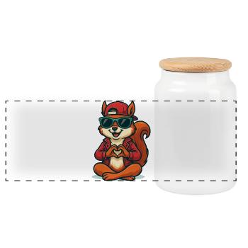 Ondes d’amour d’écureuil - Boîte à biscuits avec couvercle en bois - blanc - Devant