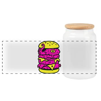 Monster Burger dans le style Pop Art - Boîte à biscuits avec couvercle en bois - blanc - Devant