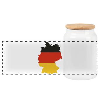 Black Red Gold Germany Flags Outline Design - Panoramic Cookie Jar with Wooden Lid - white - Front
