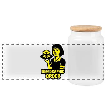 Nouvel ordre graphique #1 - Boîte à biscuits avec couvercle en bois - blanc - Devant
