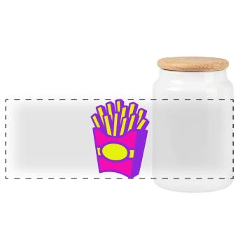 Frites Pop Art - Boîte à biscuits avec couvercle en bois - blanc - Devant
