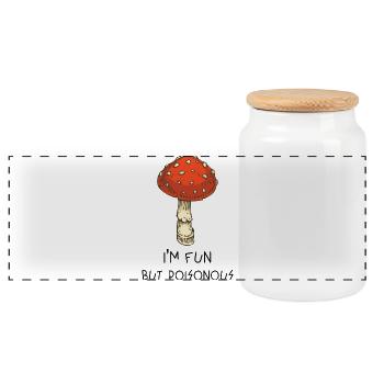 I'm Fun But Poisonous  - Panoramic Cookie Jar with Wooden Lid - white - Front