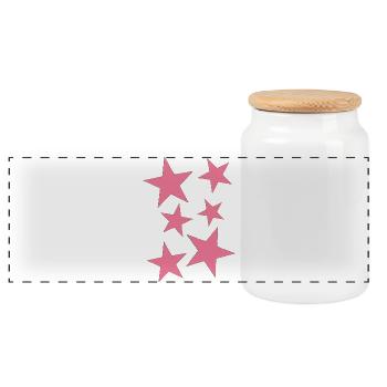 Bright Pink Star Pattern on Clothing - Panoramic Cookie Jar with Wooden Lid - white - Front