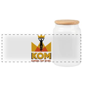 Radfahrer KOM Krone Logo Geschenk - Panorama Keksdose mit Holzdeckel - Weiß - Vorne