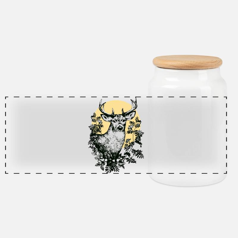 Cerf - Boîte à biscuits avec couvercle en bois - blanc