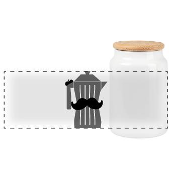 Café Noir Espresso Moustache - Boîte à biscuits avec couvercle en bois - blanc - Devant