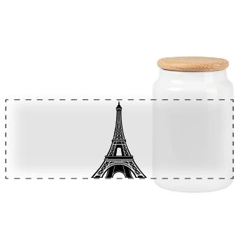 Tour Eiffel Paris - Boîte à biscuits avec couvercle en bois - blanc - Devant