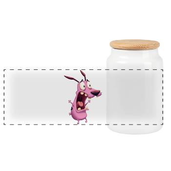 Motif de chien de dessin animé ludique - Boîte à biscuits avec couvercle en bois - blanc - Devant