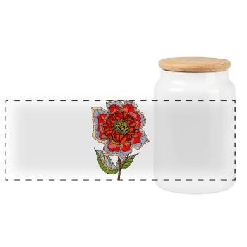 Fleur - Boîte à biscuits avec couvercle en bois - blanc - Devant