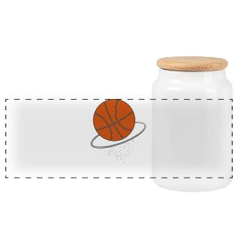 Basketball in the Hoop Illustration - Panoramic Cookie Jar with Wooden Lid - white - Front