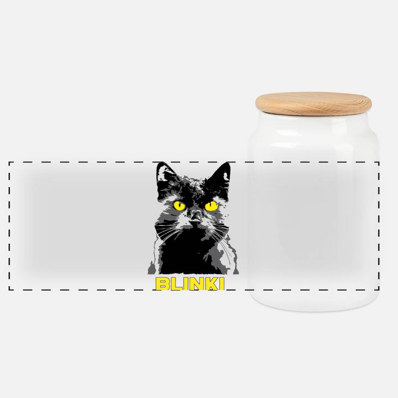 Meine Lieblings Katze - Blinki - Panorama Keksdose mit Holzdeckel - Weiß