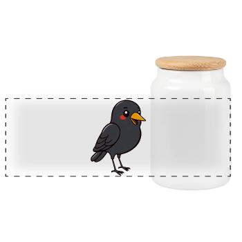 oiseau merle noir - Boîte à biscuits avec couvercle en bois - blanc - Devant