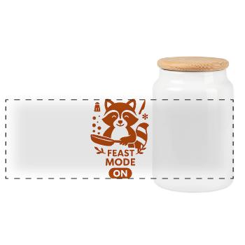 conception drôle de chapeau de chef raton laveur - Boîte à biscuits avec couvercle en bois - blanc - Devant