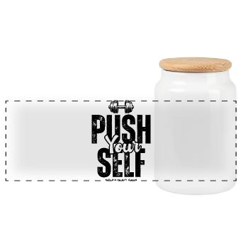 Push_yourself - Panorama Keksdose mit Holzdeckel - Weiß - Vorne