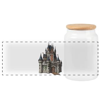 Mystical castle tower in fantasy design - Panoramic Cookie Jar with Wooden Lid - white - Front