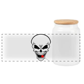 Rebel Skull with Red Lollipop - Panoramic Cookie Jar with Wooden Lid - white - Front