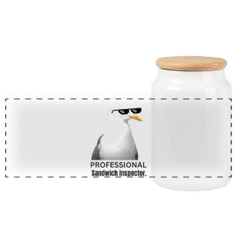 Mouette humoristique avec lunettes de soleil T-Shirt - Boîte à biscuits avec couvercle en bois - blanc - Devant