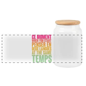 COOL SAYING FOR MULTILINGUALS, INTERNATIONAL - Panoramic Cookie Jar with Wooden Lid - white - Front