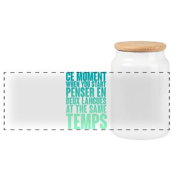 COOL SAYING FOR MULTILINGUALS, INTERNATIONAL - Panoramic Cookie Jar with Wooden Lid - white - Front