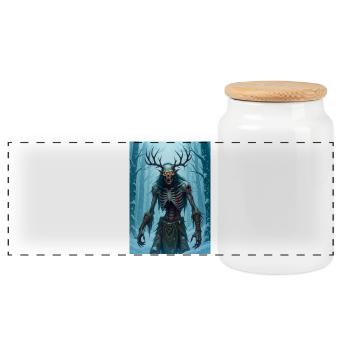Wendigo, emaciated cannibal demon of folklore - Panoramic Cookie Jar with Wooden Lid - white - Front
