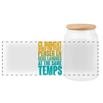 COOLER SPRUCH FÜR MEHRSPRACHLER, INTERNATIONAL - Panorama Keksdose mit Holzdeckel - Weiß - Vorne