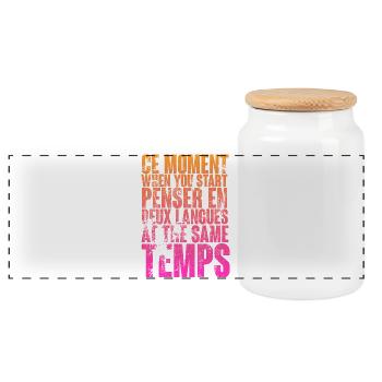 COOL SAYING FOR MULTILINGUALS, INTERNATIONAL - Panoramic Cookie Jar with Wooden Lid - white - Front