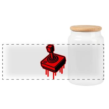 Retro Gamer Icon - Panoramic Cookie Jar with Wooden Lid - white - Front