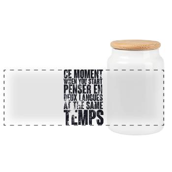 COOLER SPRUCH FÜR MEHRSPRACHLER, bilingual - Panorama Keksdose mit Holzdeckel - Weiß - Vorne