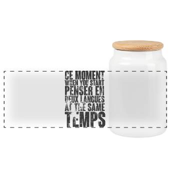 COOL SAYING FOR MULTILINGUALS, INTERNATIONAL - Panoramic Cookie Jar with Wooden Lid - white - Front