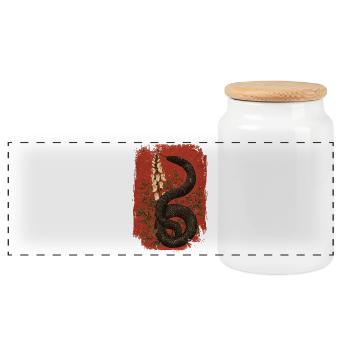 Mystical snake with floral motifs - Panoramic Cookie Jar with Wooden Lid - white - Front