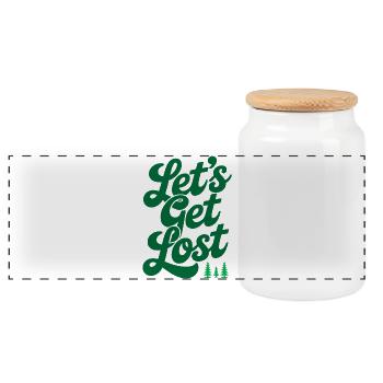 Adventure - Let's Get Lost - Panoramic Cookie Jar with Wooden Lid - white - Front