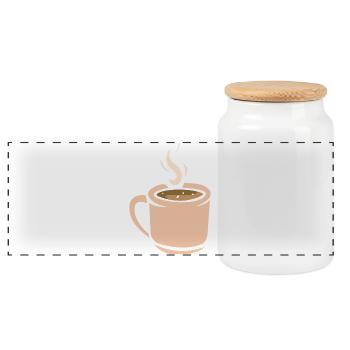 Kaffee Tasse Illustration - Panorama Keksdose mit Holzdeckel - Weiß - Vorne