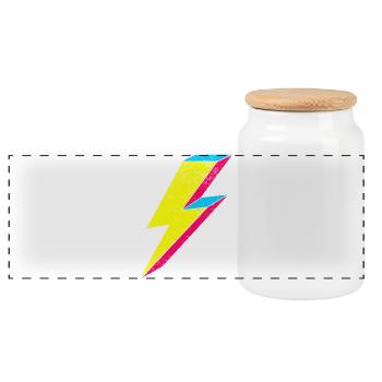 Neon Blitz Lightning Design 70s 80s - Panorama Keksdose mit Holzdeckel - Weiß - Vorne