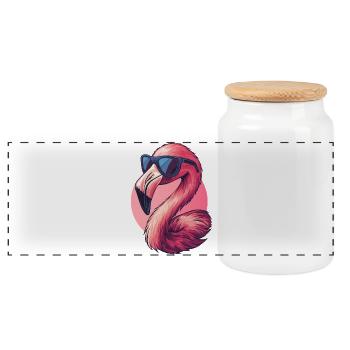 Oiseau flamant rose avec des lunettes de soleil :) - Boîte à biscuits avec couvercle en bois - blanc - Devant