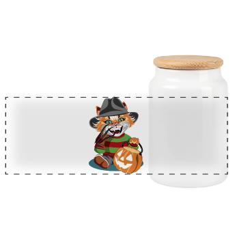 Freddy le chat - Boîte à biscuits avec couvercle en bois - blanc - Devant
