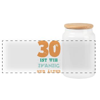 Cadeau amusant pour un 30e anniversaire - Boîte à biscuits avec couvercle en bois - blanc - Devant
